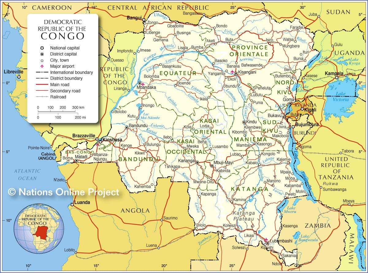 karte kongo demokrātiskā republika
