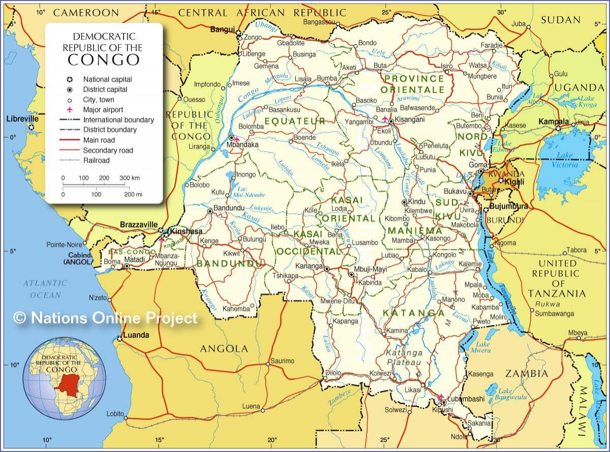 karte kongo demokrātiskā republika